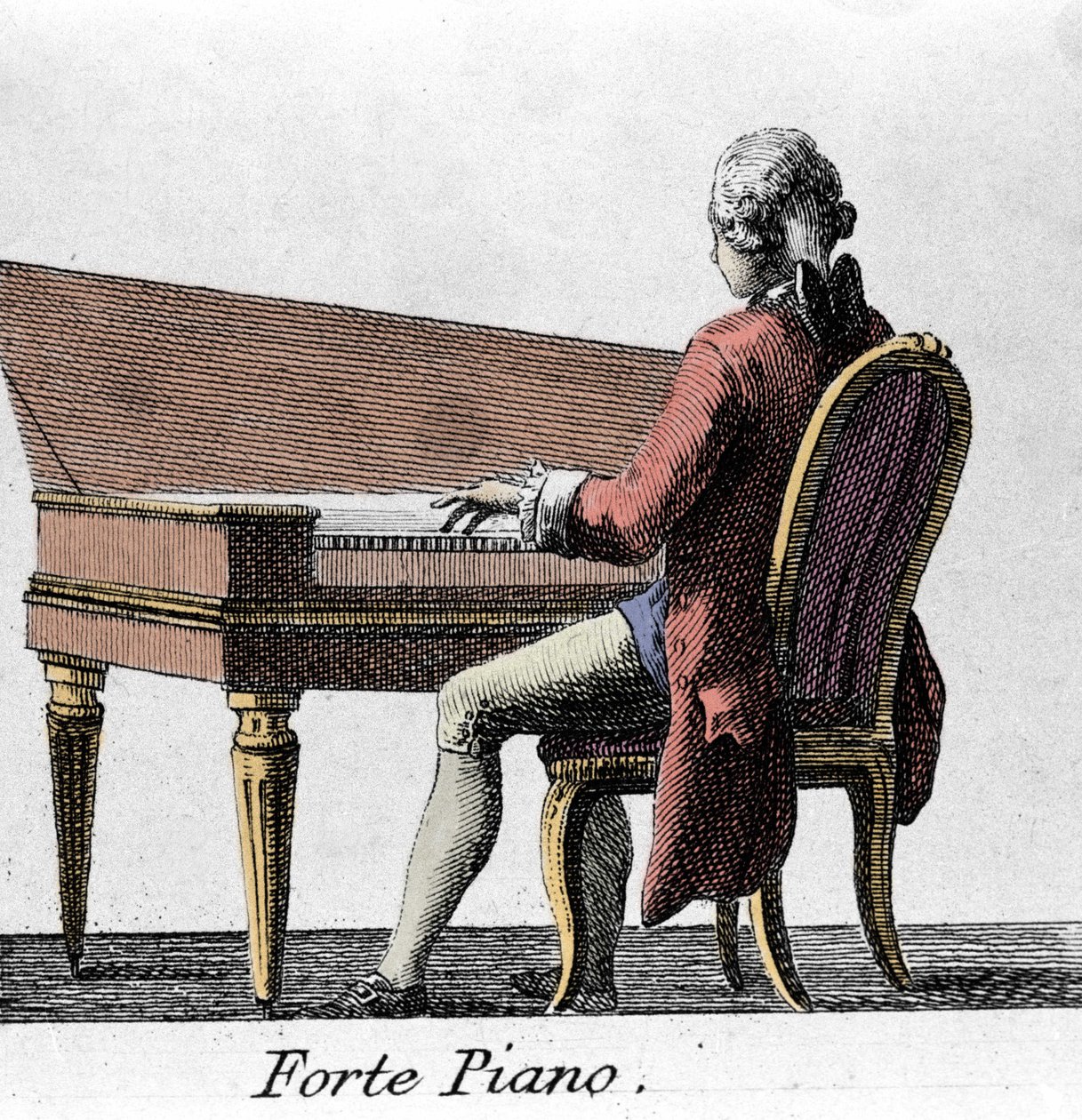 Forte klaverspiller. Stik fra slutningen af 1700-tallet. af French School