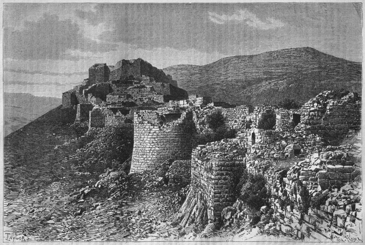 Baniyas fæstning, fra Syrien i dag. Rejser i Fønikien, Libanon og Judæa. 1875-1880 af Louis Charles Emile Lortet, 1884 (bw gravering) af French School