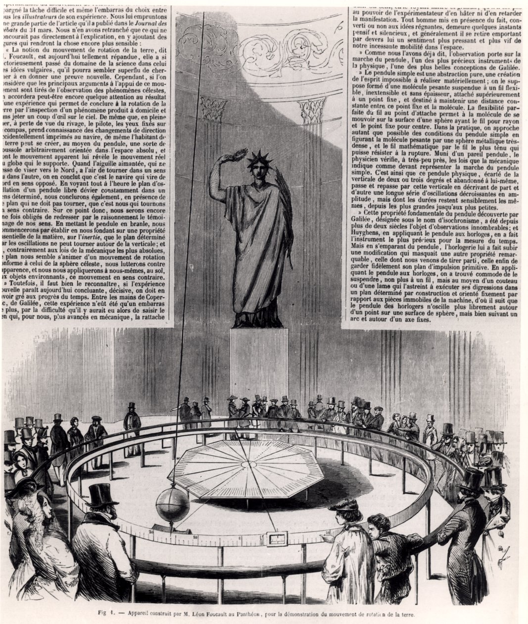 Foucaults pendul ved Pantheon i Paris, ca. 1852 af French School