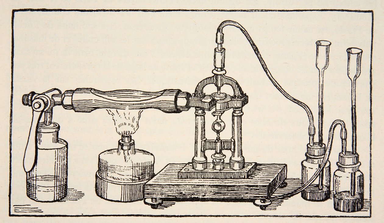 Foucaults drejelige spejl til måling af lysets hastighed, kopi af Boris Meshchersky (d.1957) illustration fra Histoire de la Nation Francaise, Sciences, bind I & II, af Gabriel Hanotau af French School