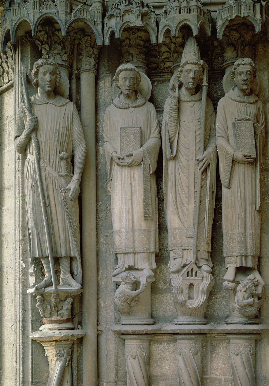 Fire martyrhelgener, Chartres-katedralen, ca. 12120 (sten) af French School