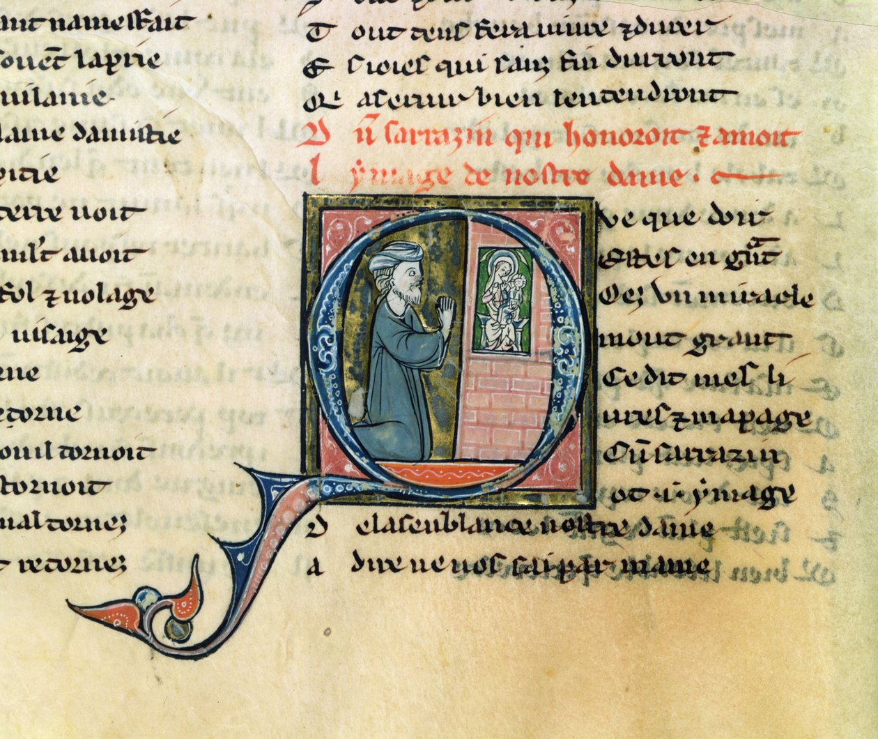 Fr.1533 f.100v Saracensk konverteret af et billede af Jomfruen, fra La Vie Nostre Dame af French School