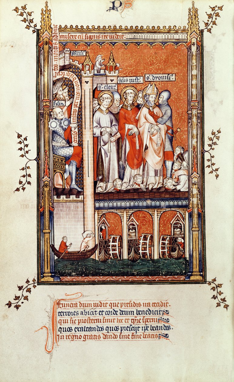 Fr 2092 f.37v Sisinnius viser ligene af andre martyrer til St. Denis og hans ledsagere, fra Vie de St. Denis, 1317 af French School