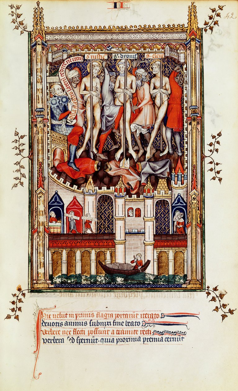 Fr 2092 f.42 Tredje flagellation af St. Denis og hans ledsagere, fra Vie de St. Denis, 1317 af French School