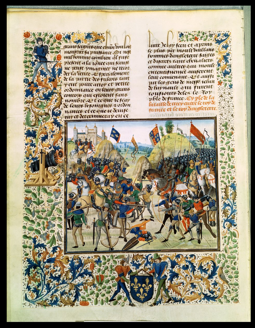 Fr 2643 f.165v Slaget ved Crecy fra Hundredårskrigen, fra Froissarts Chronicle, 24. august 1346 af French School