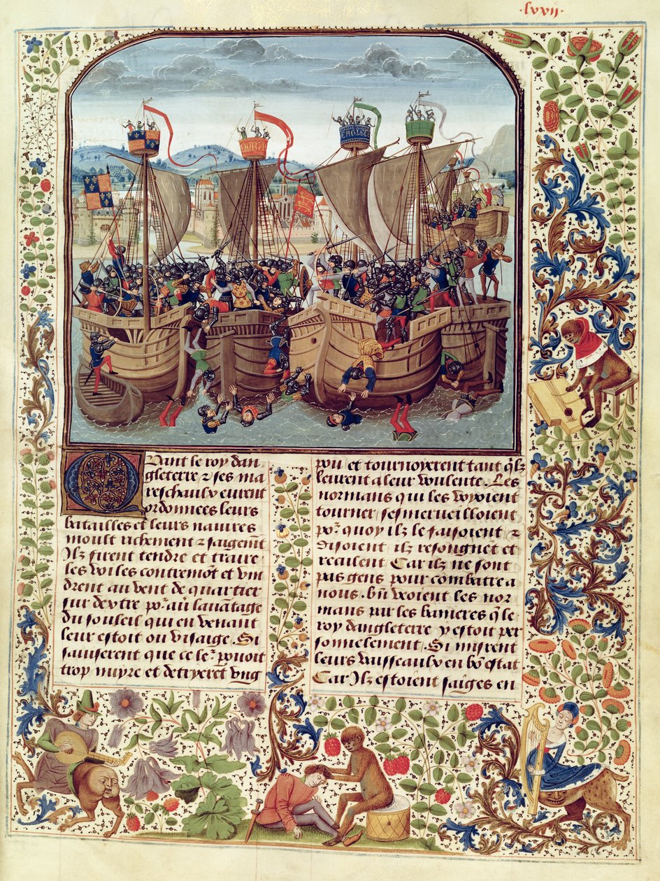 Fr 2643 f.82 Slaget ved Ecluse, 24. juni 1340, fra Froissarts Chronicle af French School