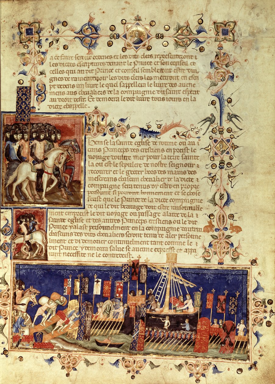 Fr 4274 fol.6 Afgang til korstogene, 1352 af French School
