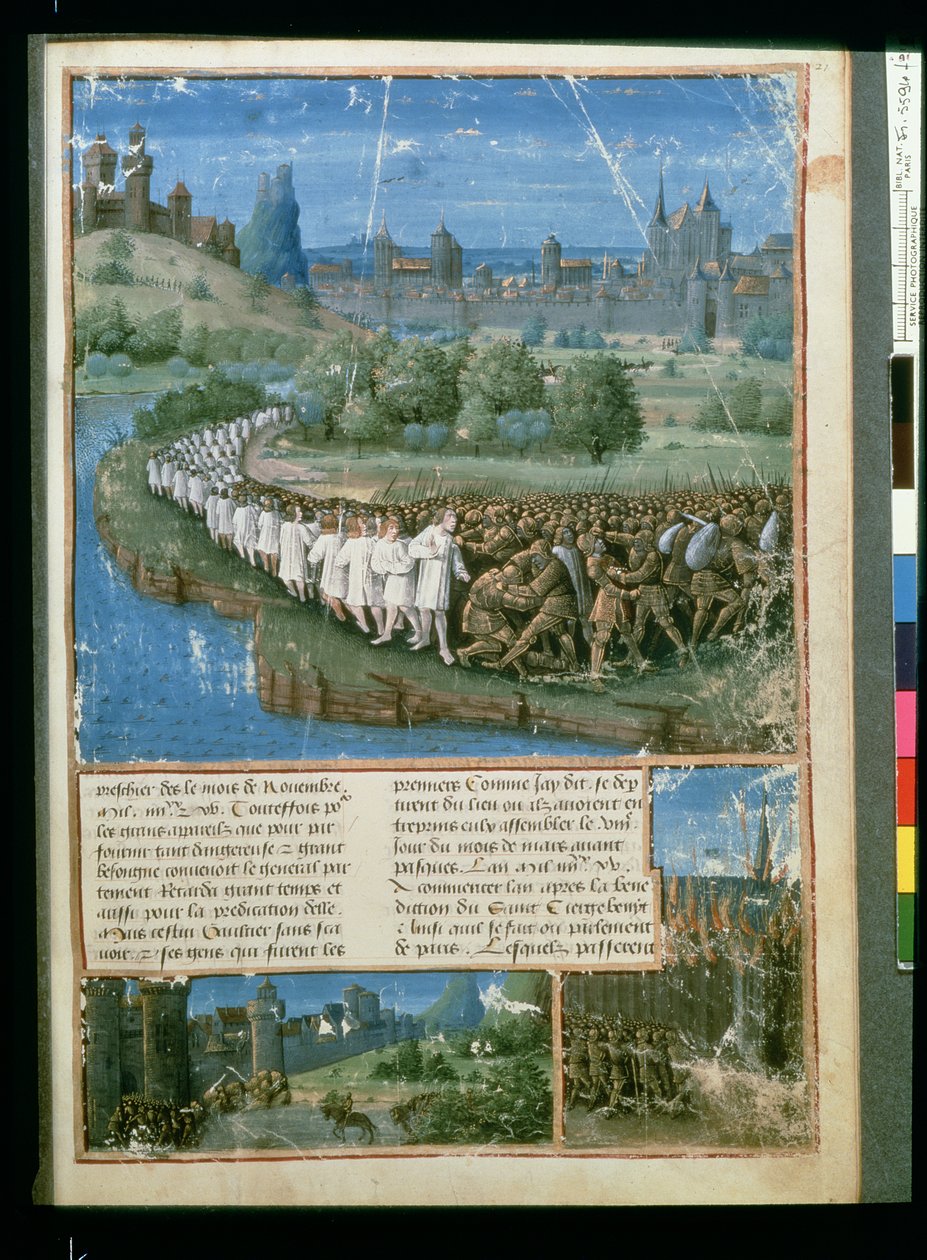 Fr 5594 f.19 Eremitten Peters første korstog, fra Passages faits Outremer skrevet af Sebastien Mamerot, c.1490 af French School