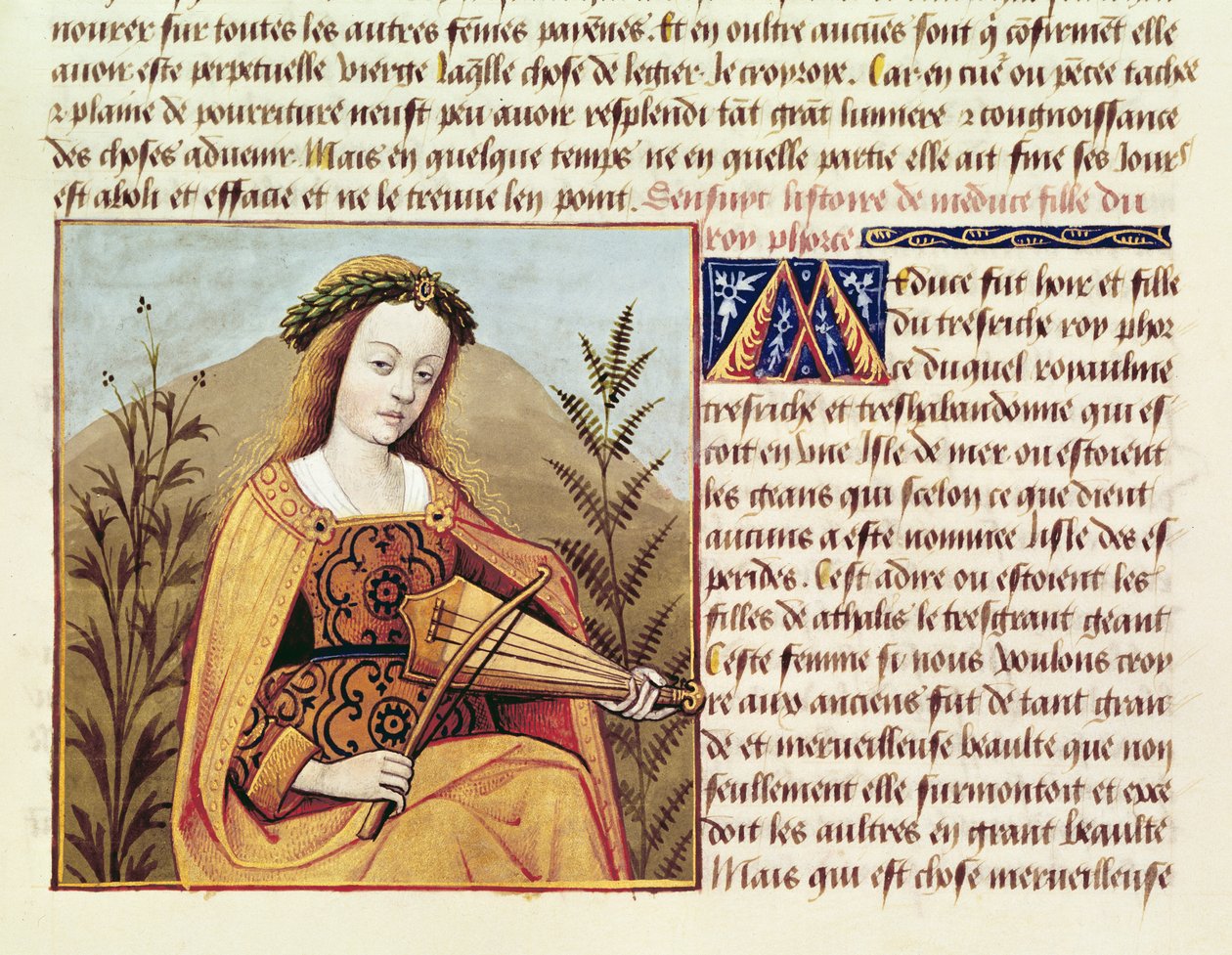 Fr 599 f.19 Kvinde spiller en viol, fra `Des Cleres et Nobles Femmes af French School
