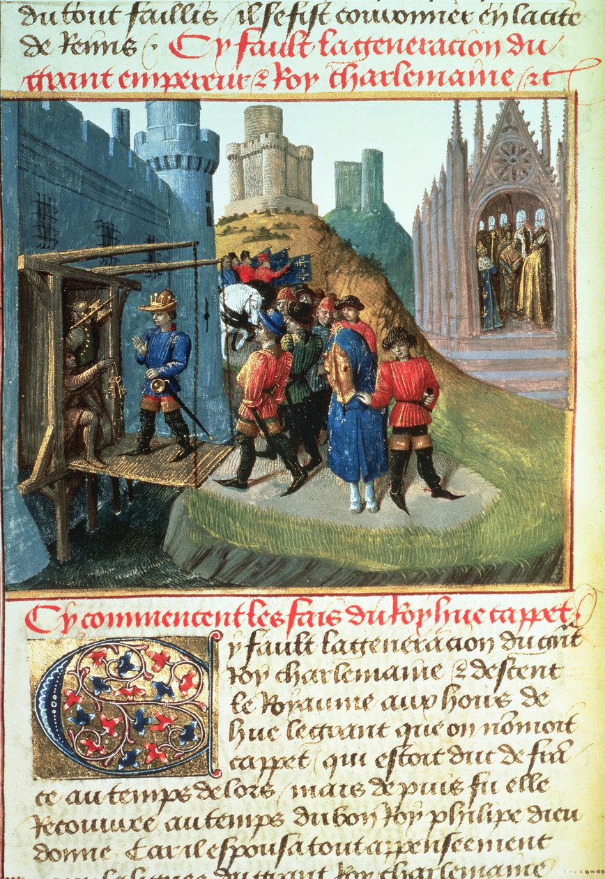 Fr 6465 f.165v Hugues Capet, hertug af Frankrig og biskop Asselin af French School