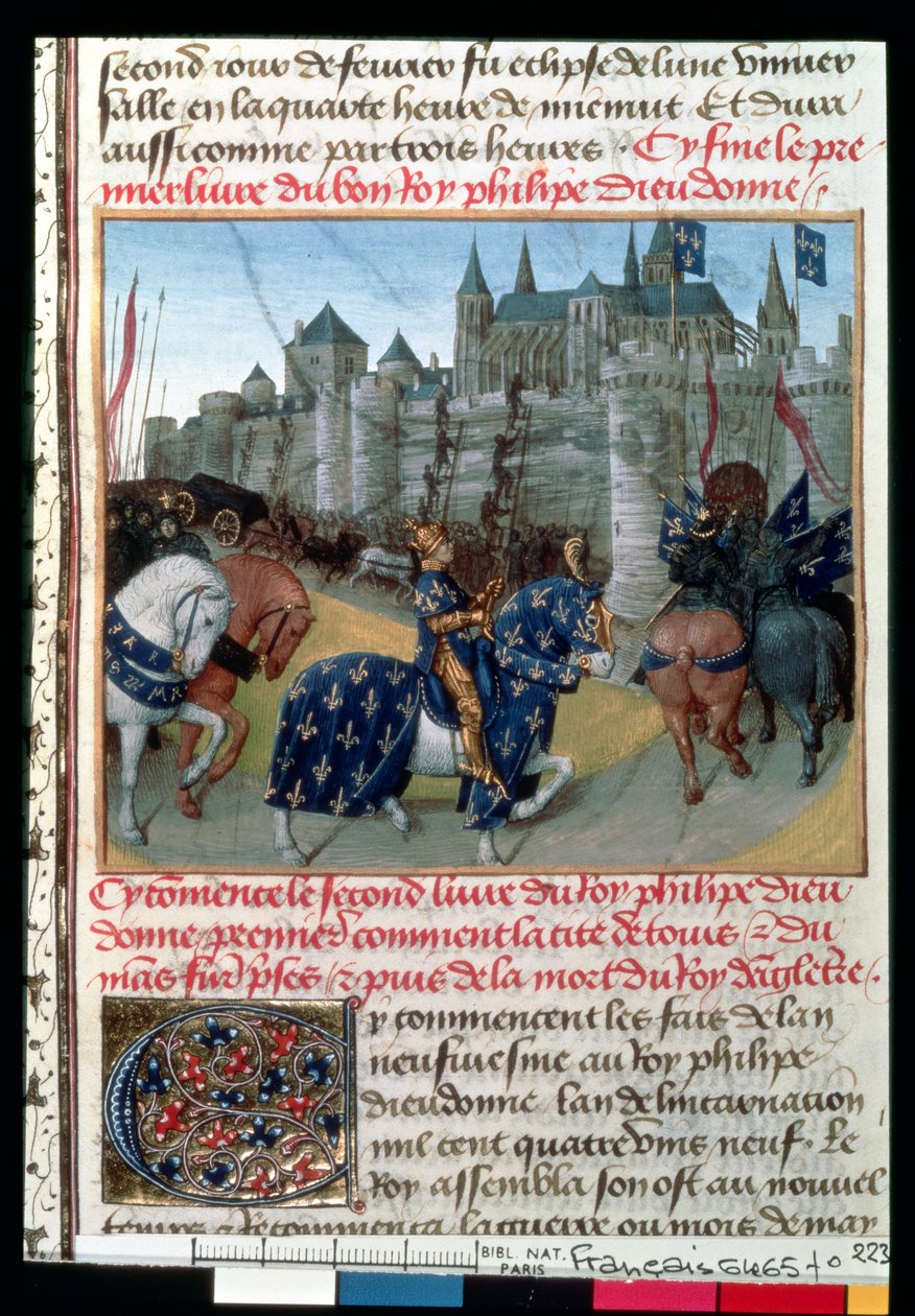 Fr 6465 f.223 Take of Tours af Philippe Auguste (1165-1223) Konge af Frankrig i 1202 af French School