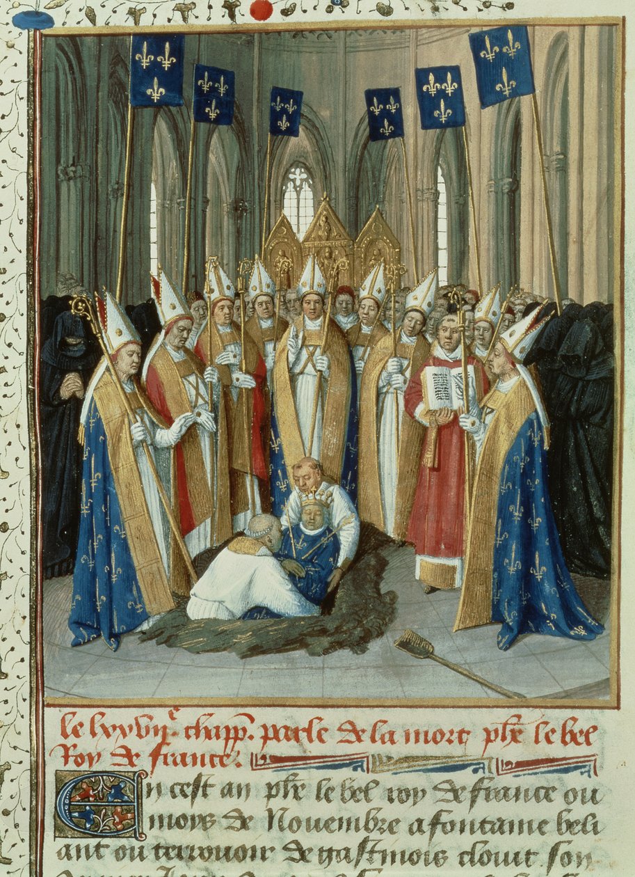 Fr 6465 f.323 Begravelse af Philippe Le Bel (1268-1314) ved St. Denis af French School