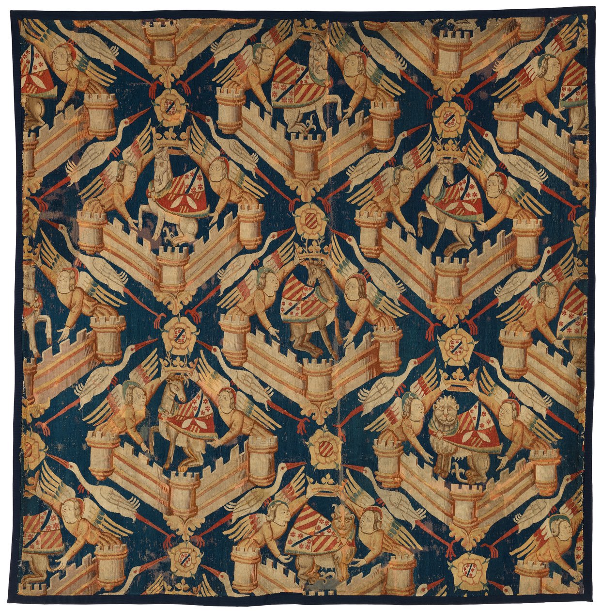 Fragment af et heraldisk gobelin forestillende våben fra Beaufort, Turenne og Comminges, lavet i Paris eller Arras (uld) af French School