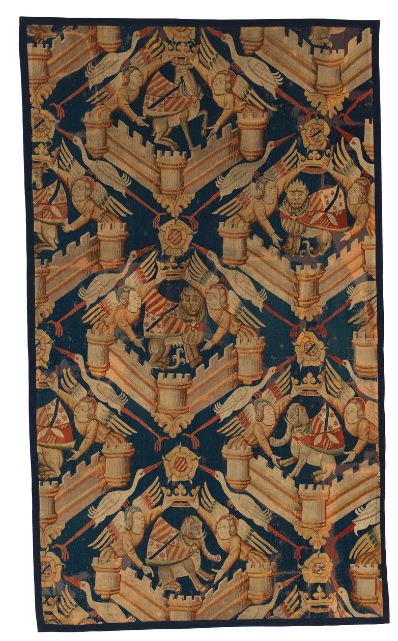 Fragment af et heraldisk gobelin forestillende våben fra Beaufort, Turenne og Comminges, lavet i Paris eller Arras (uld) af French School