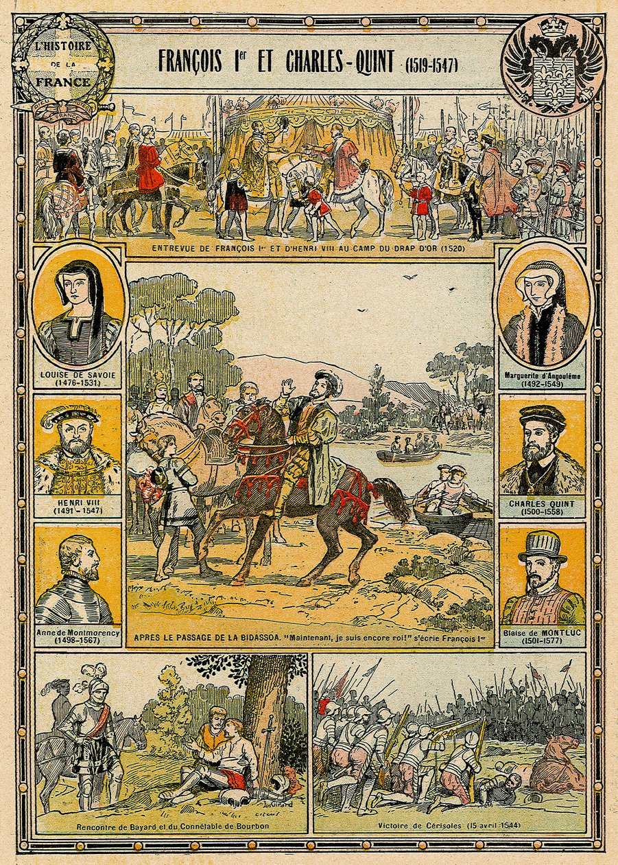 Frans I af Frankrig og Charles V, hellig romersk kejser, illustration fra 