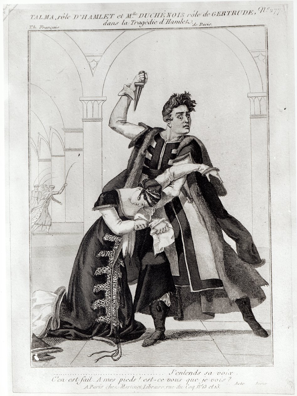 Francois-Joseph Talma (1763-1826) som Hamlet og Mademoiselle Duchenois som Gertrude, i Shakespeares 