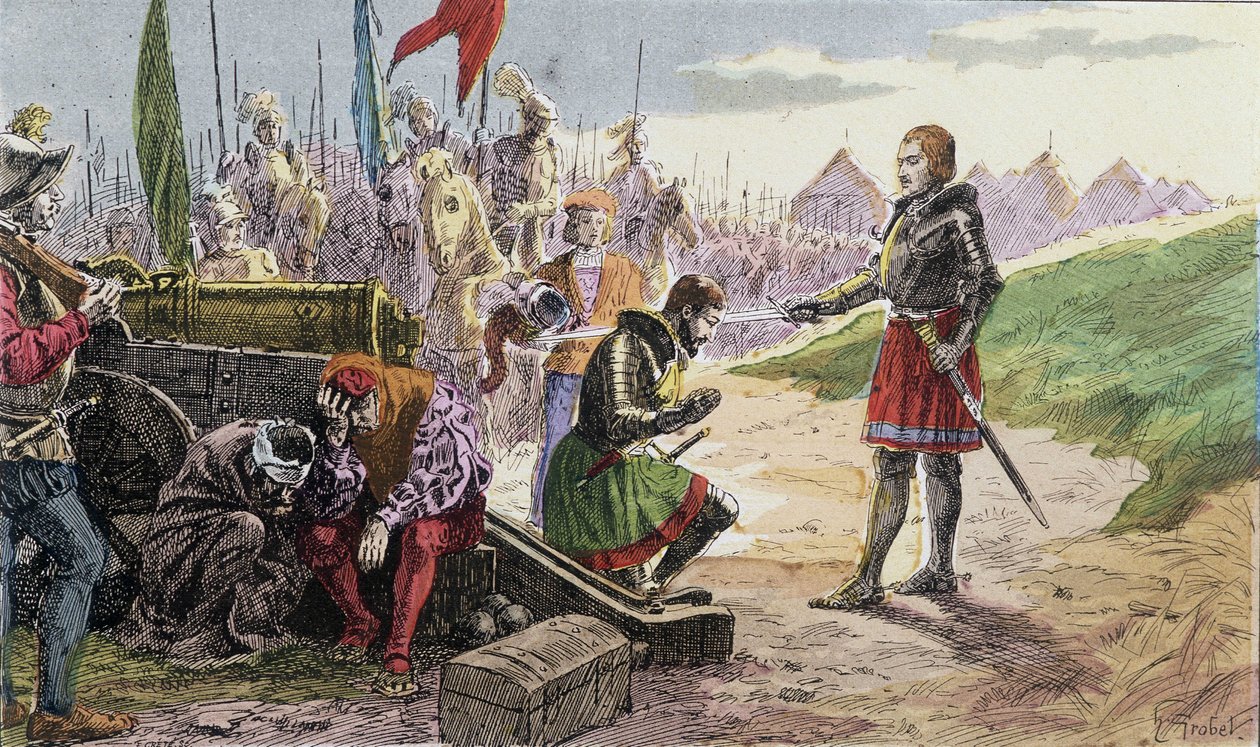 Francois 1st, våben Chevalier af Bayard, i Marignan - Illustration 1800-tallet. af French School