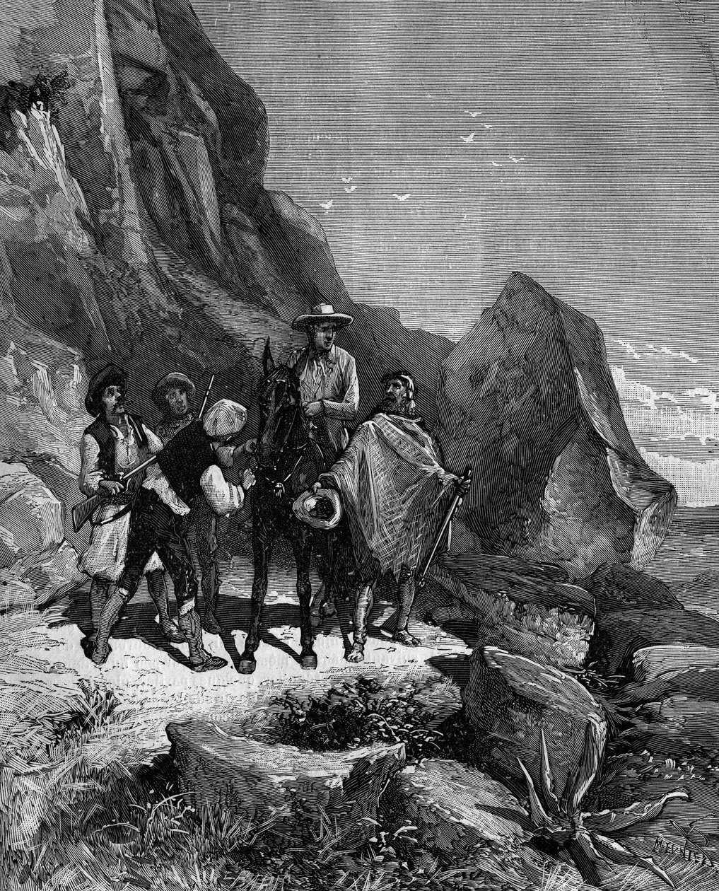 Francois Arago (1786 - 1853) tog i 1806 til Spanien for at fuldføre målingen af Meridianen og en aften blev han lagt til kaj af fire banditter. af French School