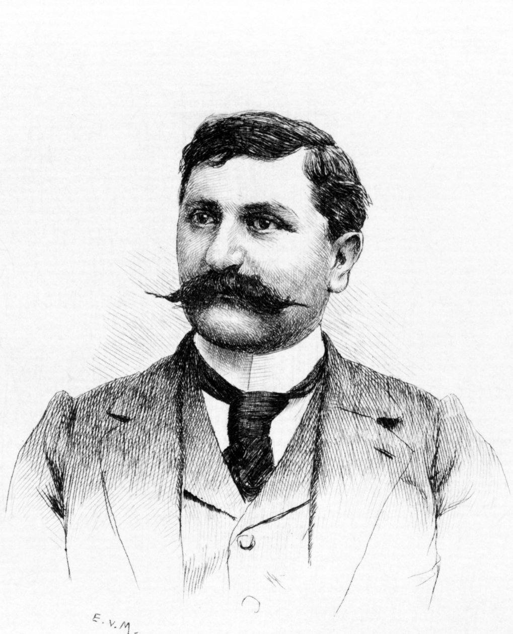 Francois DE NION (1856-1923), fransk romanforfatter og dramatiker. Tegning af Everet Louis Van Muyden (1853-1922). Indgravering 1900 af French School