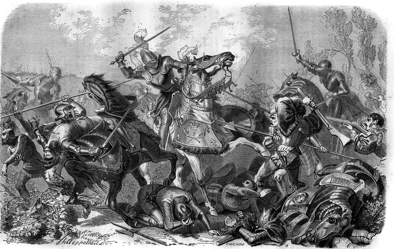 Francois I (1494-1547), konge af Frankrig tog fange i slaget ved Pavia den 24. februar af French School
