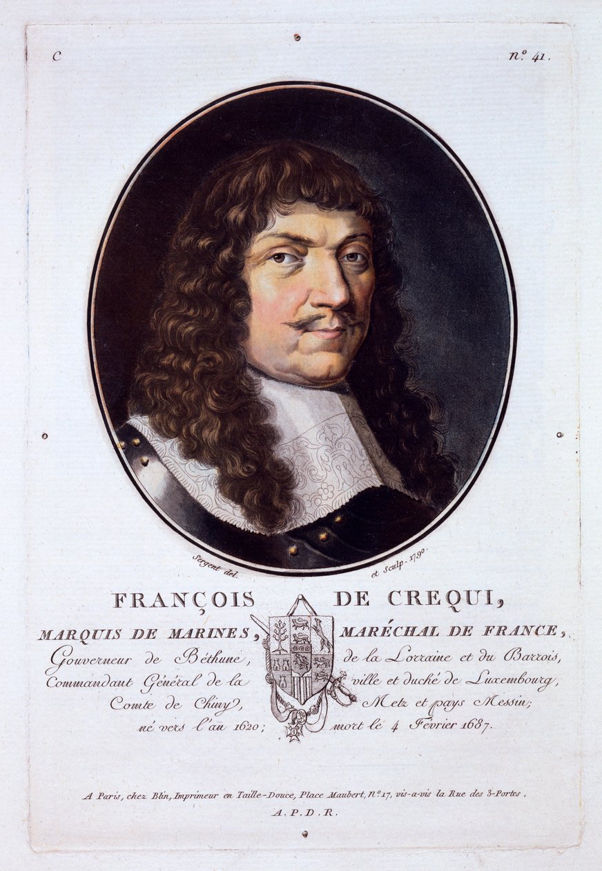 Francois de Crequi, Marquis de Marines, fra Portraits of Great Men, Illustrious Women, and Memorable Subjects of France, udgivet 1787-92 af French School