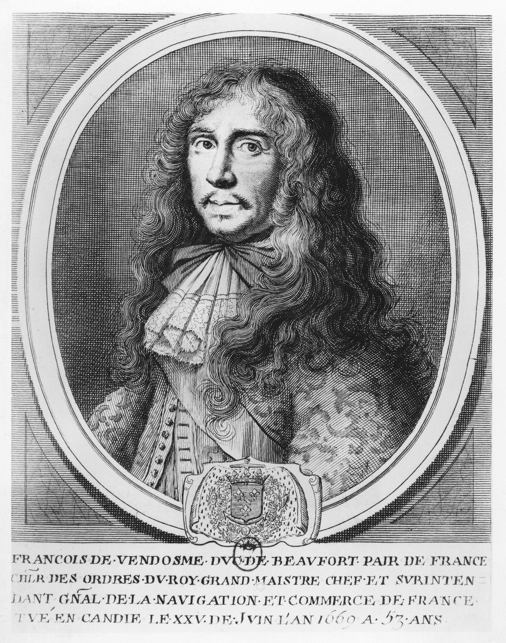 François de Bourbon, hertug af Beaufort (gravering) af French School
