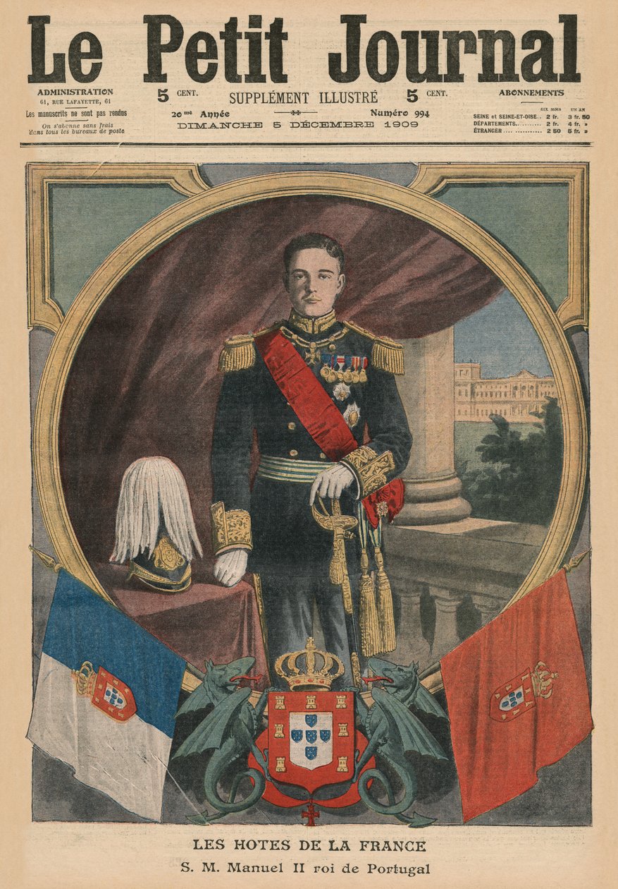 Franske værter, Hans Majestæt Manuel II, konge af Portugal, forsideillustration fra 