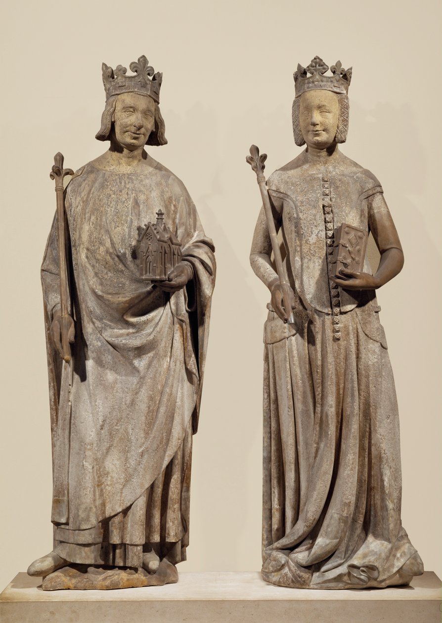 Den franske kong Charles V og Jeanne de Bourbon (sten) af French School
