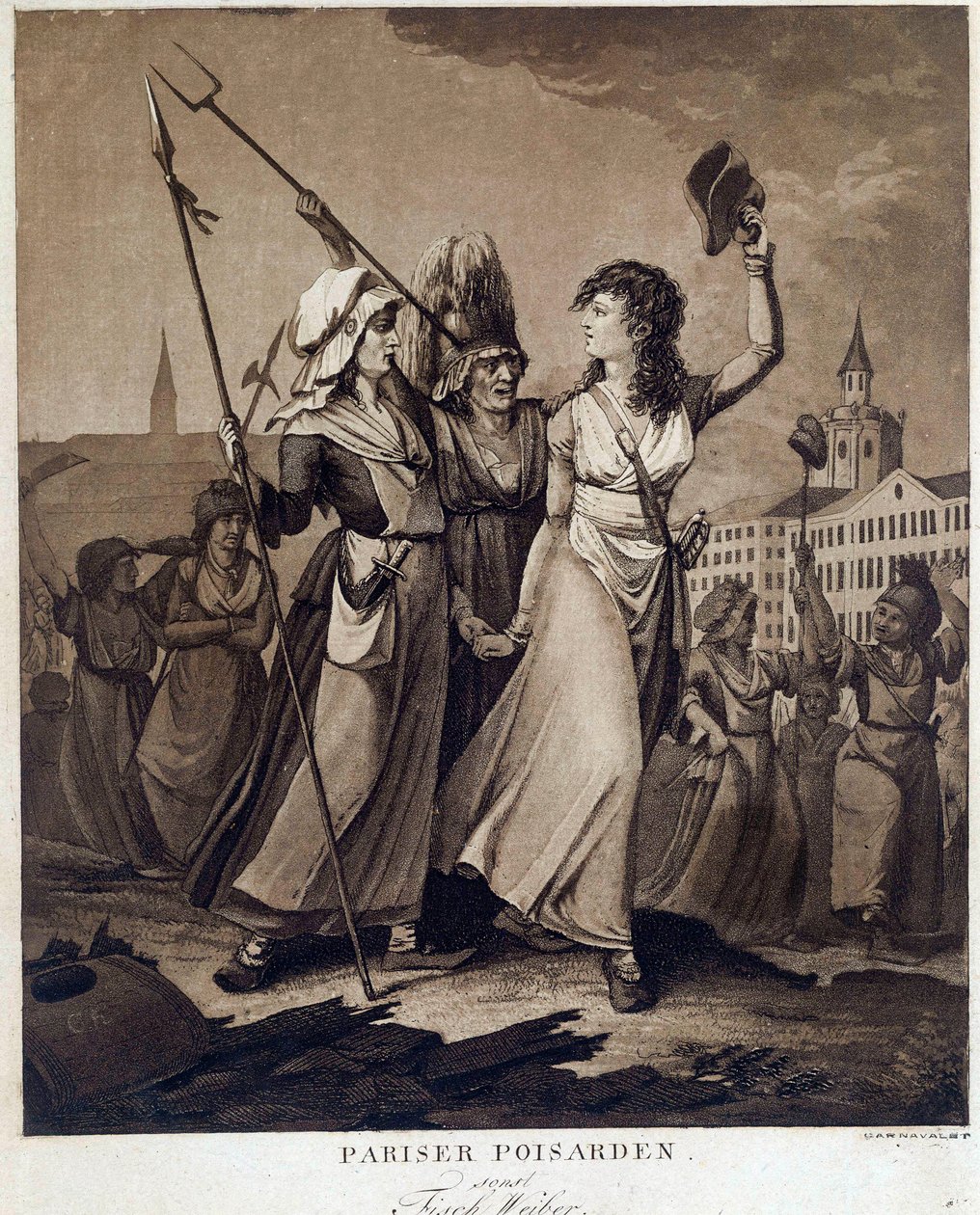 Fransk revolution: "" Parisian poissardes"" Tryk omkring 1789 Paris, Musee Carnavalet af French School