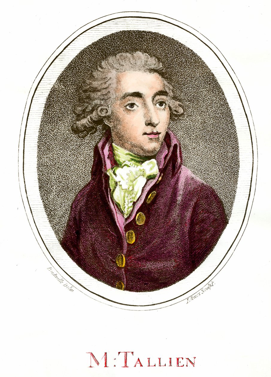 Fransk revolution: Portræt af Jean Lambert (Jean-Lambert) Tallian (1767-1820) fransk revolutionær. Stik af det 18. århundrede. Privat samling af French School