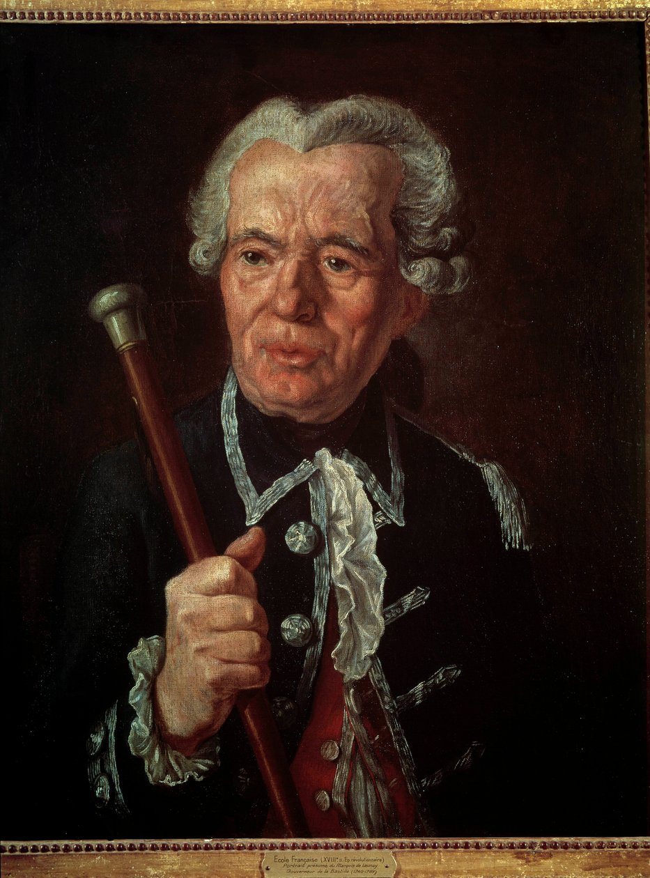 Fransk revolution: "" Portræt af markis Bernard Rene (Bernard-Rene) Jordan de Launay (1740-1789), guvernør i Bastillen"" Maleri af den franske skole. 1700-tallet. af French School