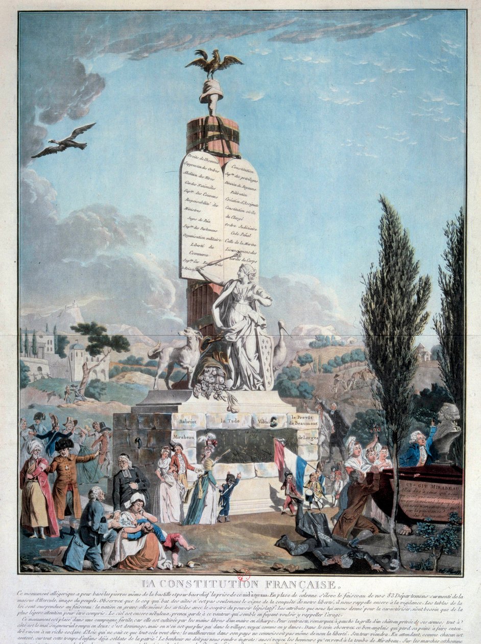 Fransk revolution: allegori af den franske forfatning i september 1791. Indgravering af Paris 1791, Arsenalets bibliotek af French School