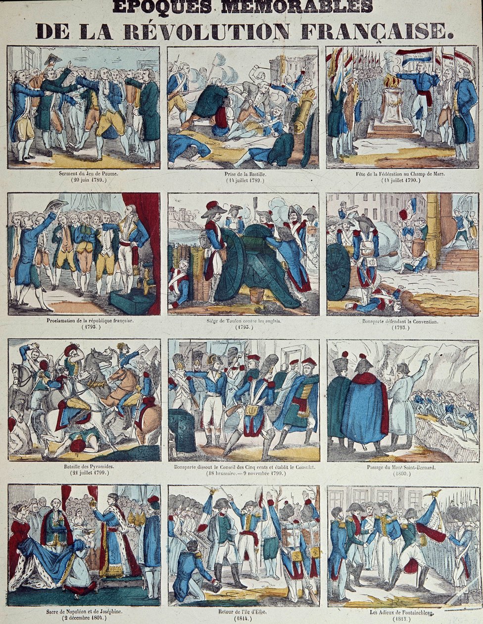 Den franske revolution: plade, der fortæller om de forskellige episoder af den franske revolution frem til det første kejserdømme af French School