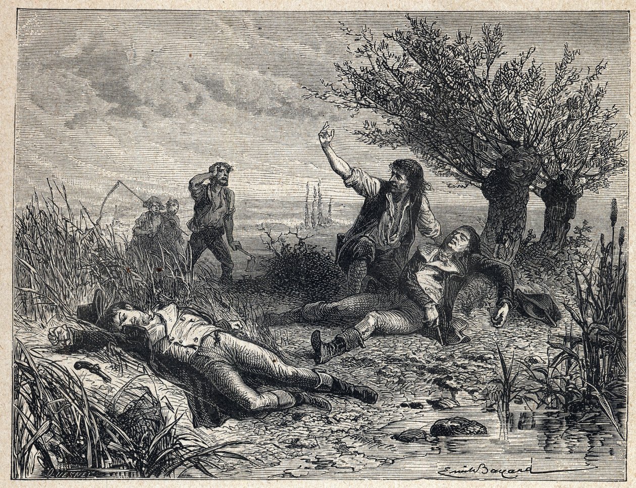 Fransk revolution: selvmord ved forgiftning af politikerne Francois Buzot (1760-1794) og Jerome Petion de Villeneuve (1759-1794) af French School