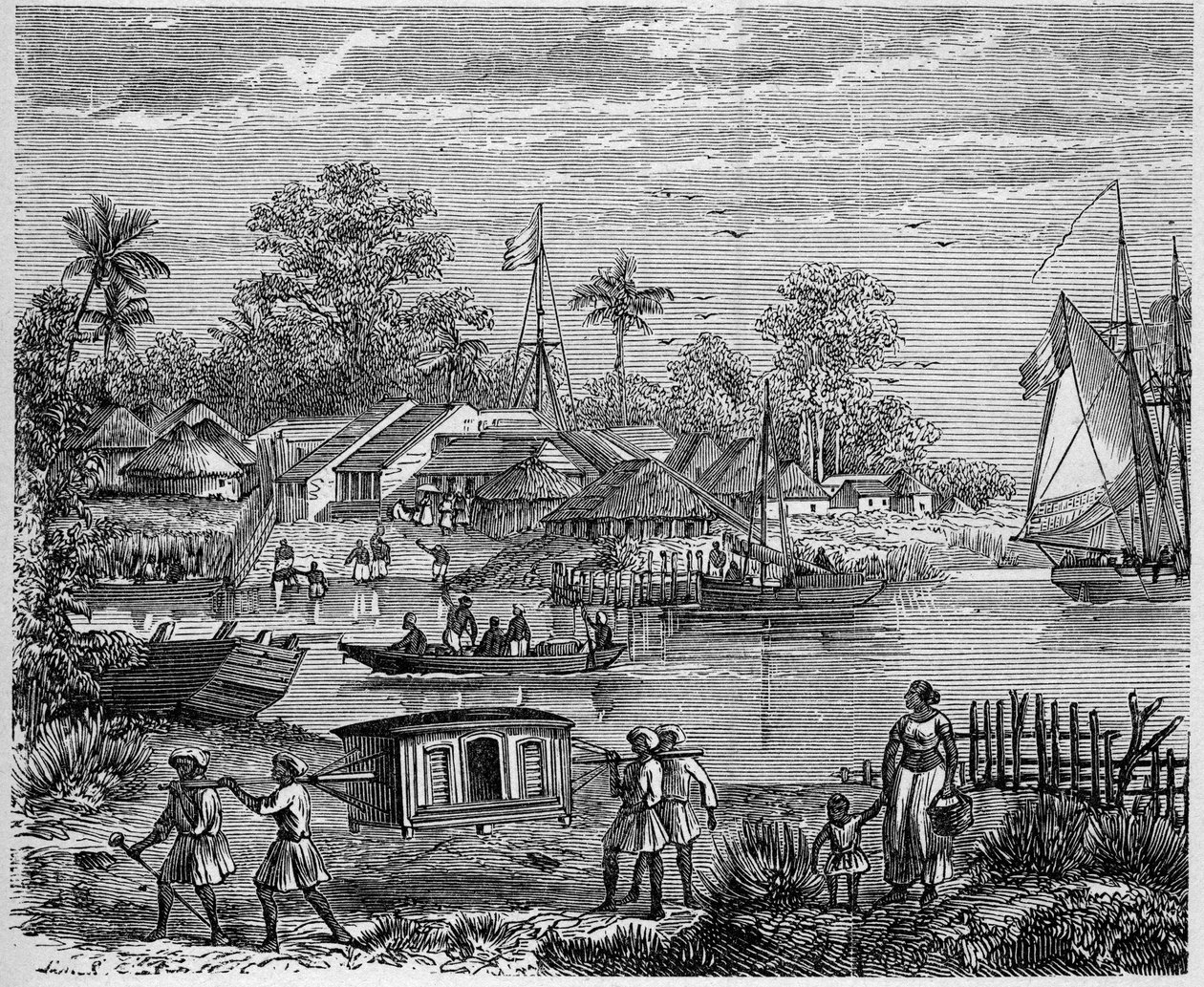 Fransk koloni i Indien: tæller af Yanaon, ved mundingen af Godavery af French School