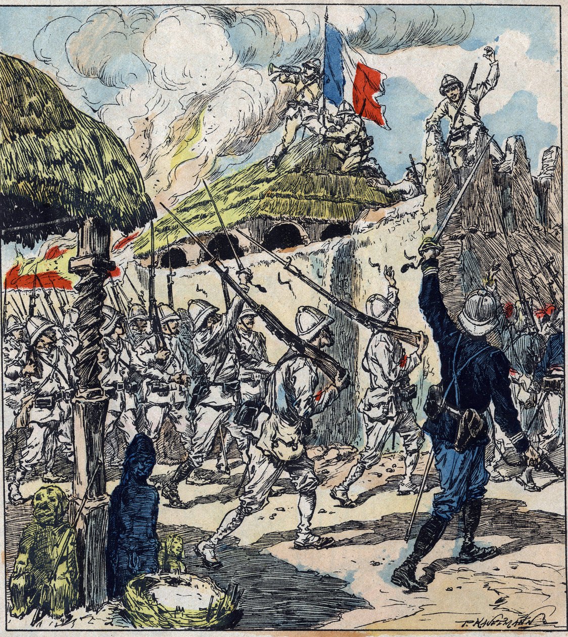 Fransk ekspedition til Dahomey (nu Benin). Franske tropper gik ind i Abomey den 17. november af French School