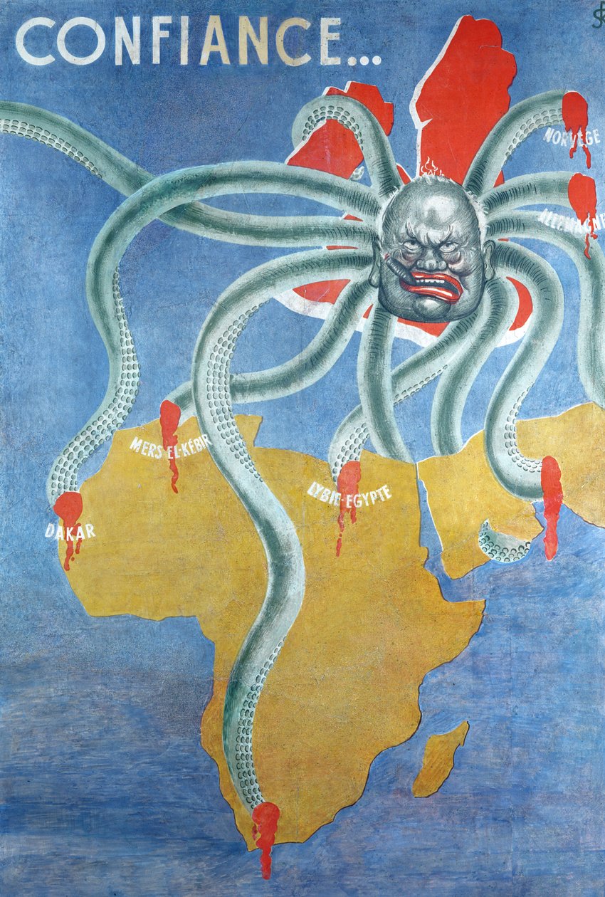 Fransk propaganda sandsynligvis produceret i Vichy Frankrig af French School