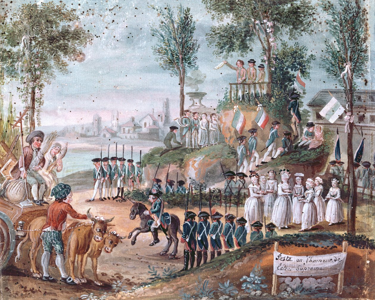 Fransk provinsfestival for det højeste væsen, 1794 (wc på papir) af French School