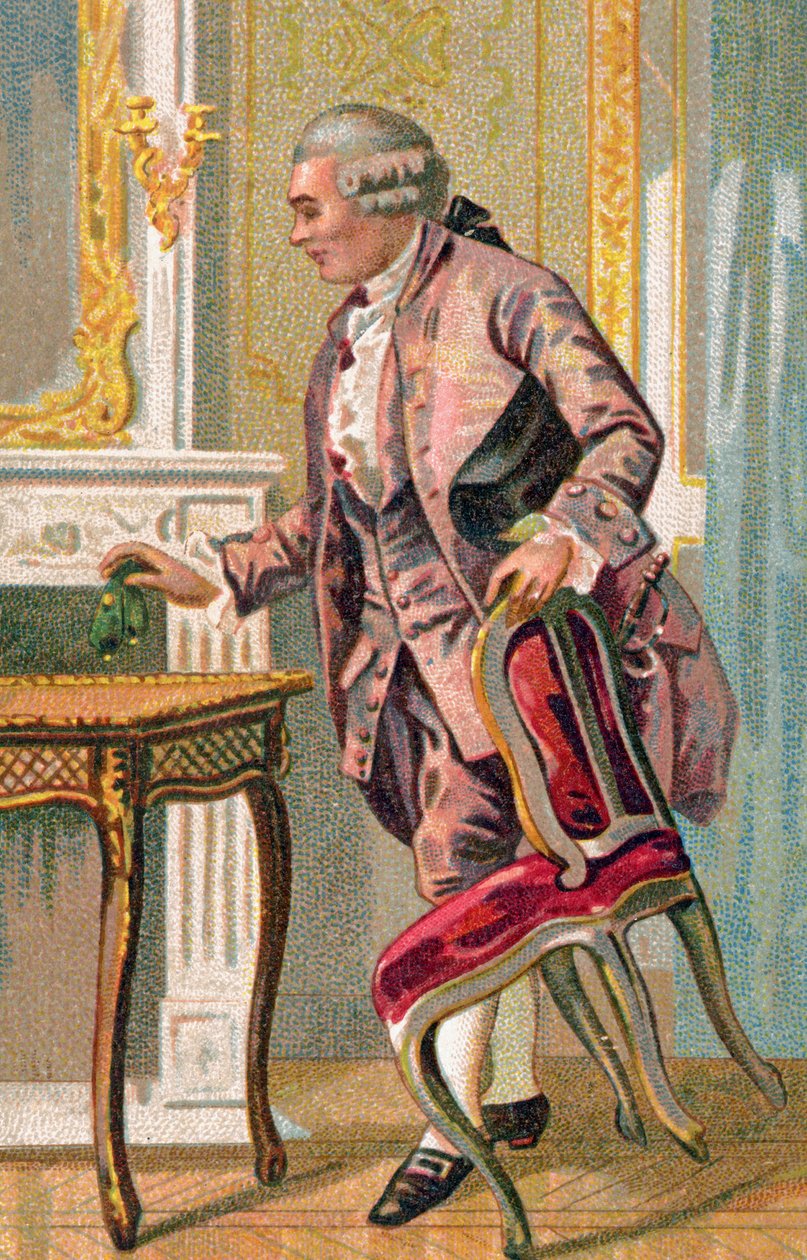 Den franske forfatter Pierre Augustin Caron de Beaumarchais, ca. 1900 (chromo) af French School