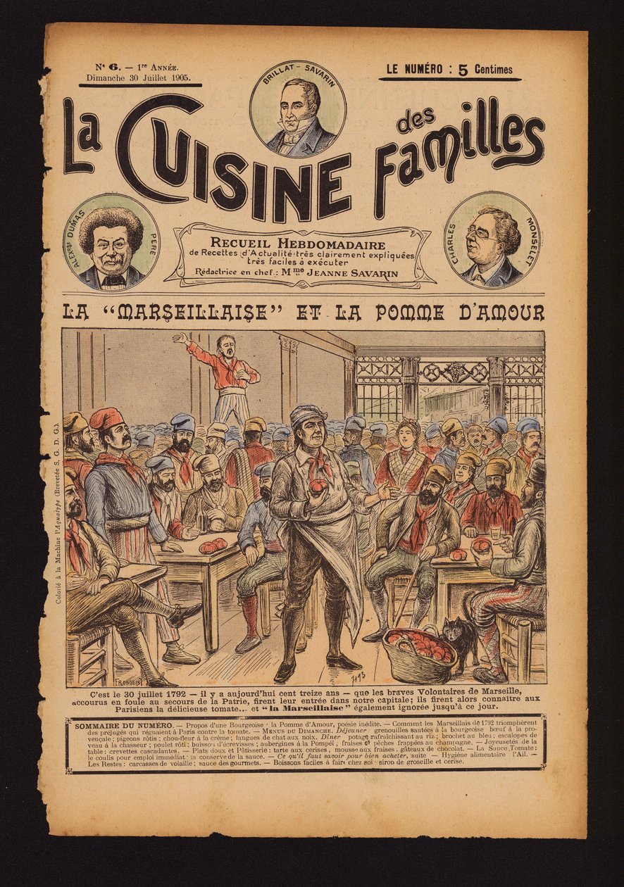 Friske tomater og afsyngelse af La Marseillaise, den franske revolution af French School