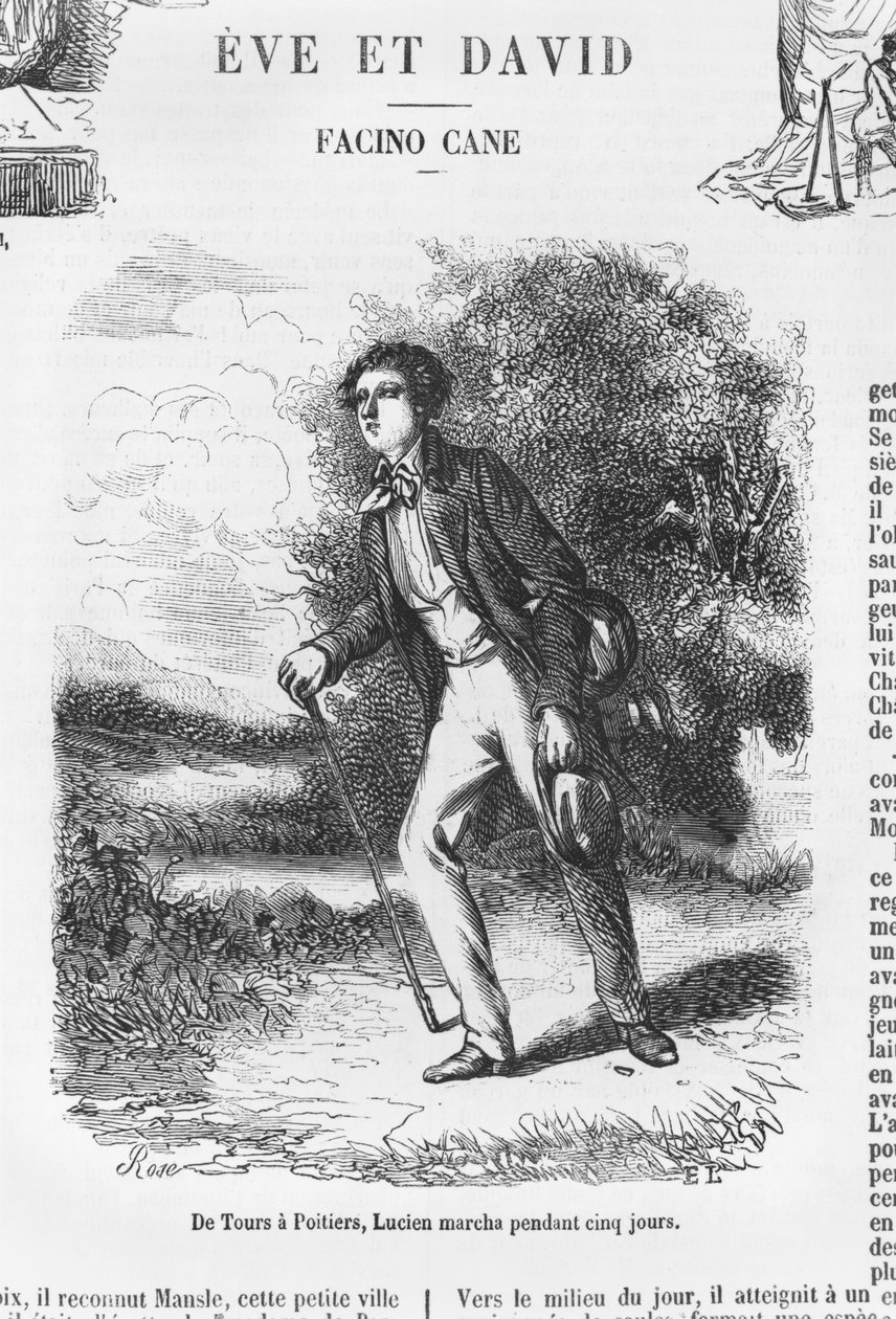 Fra Tours til Poitiers, Lucien de Rubempre gående i fem dage, illustration fra 