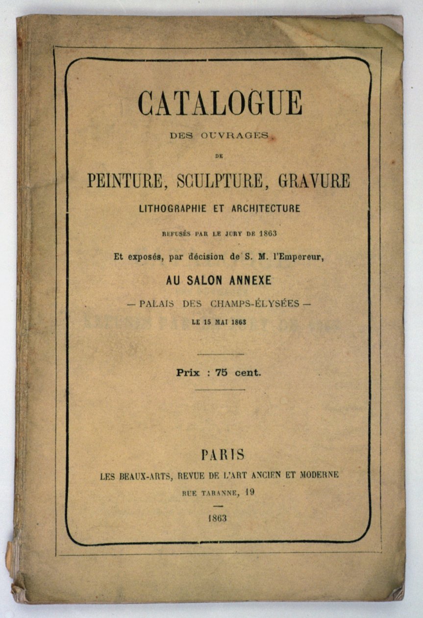 Forsiden af kataloget for Salon des Refuses, 1863 af French School
