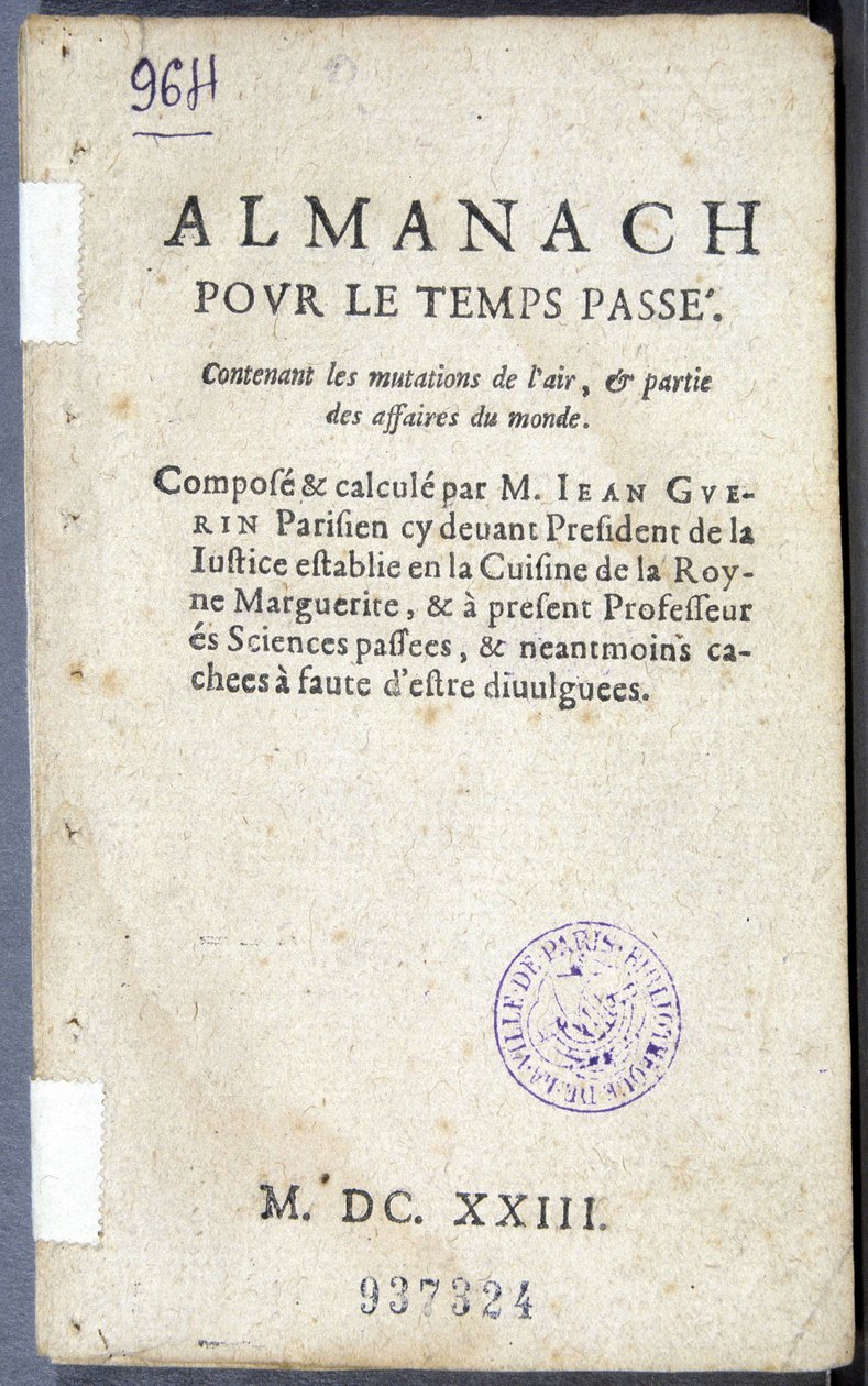 Frontispice af bogen "Almanach pour le temps passé"", af Jean Guerin af French School