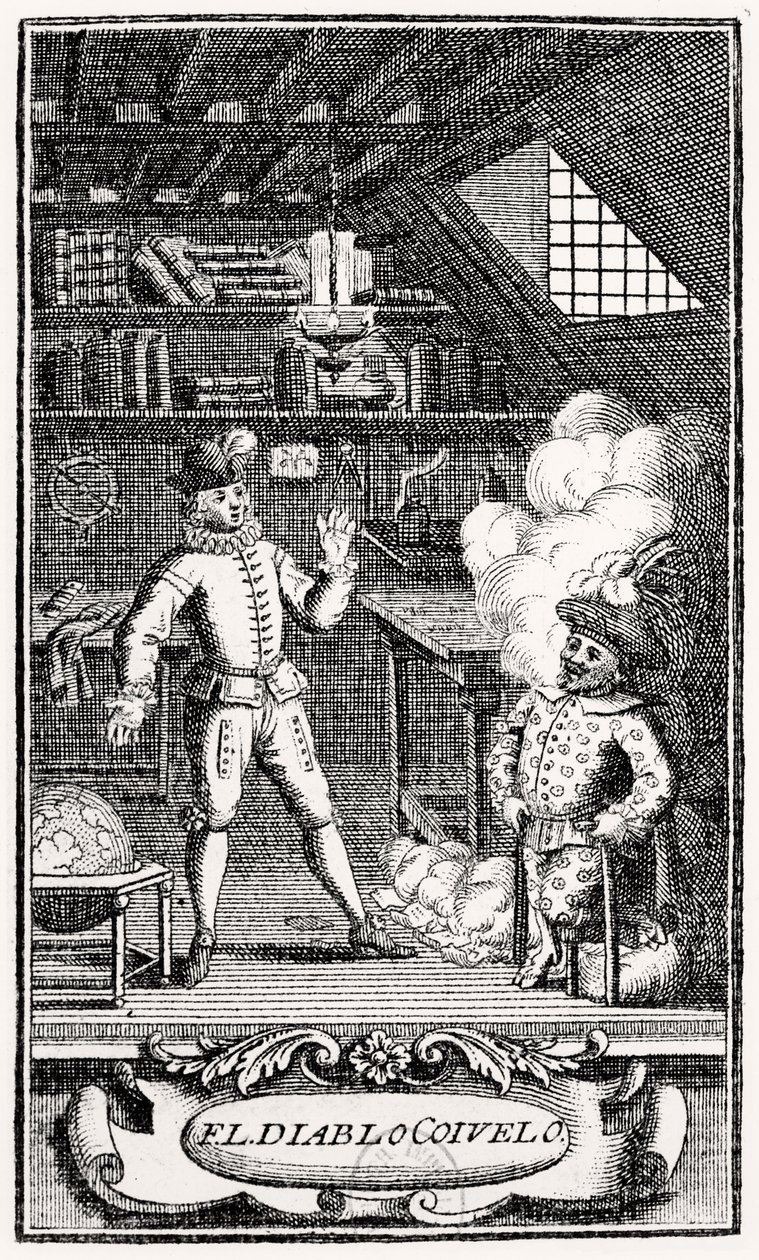 Frontispiece by Dubercelle for "The Devil upon Two Sticks", c.1787dani af French School