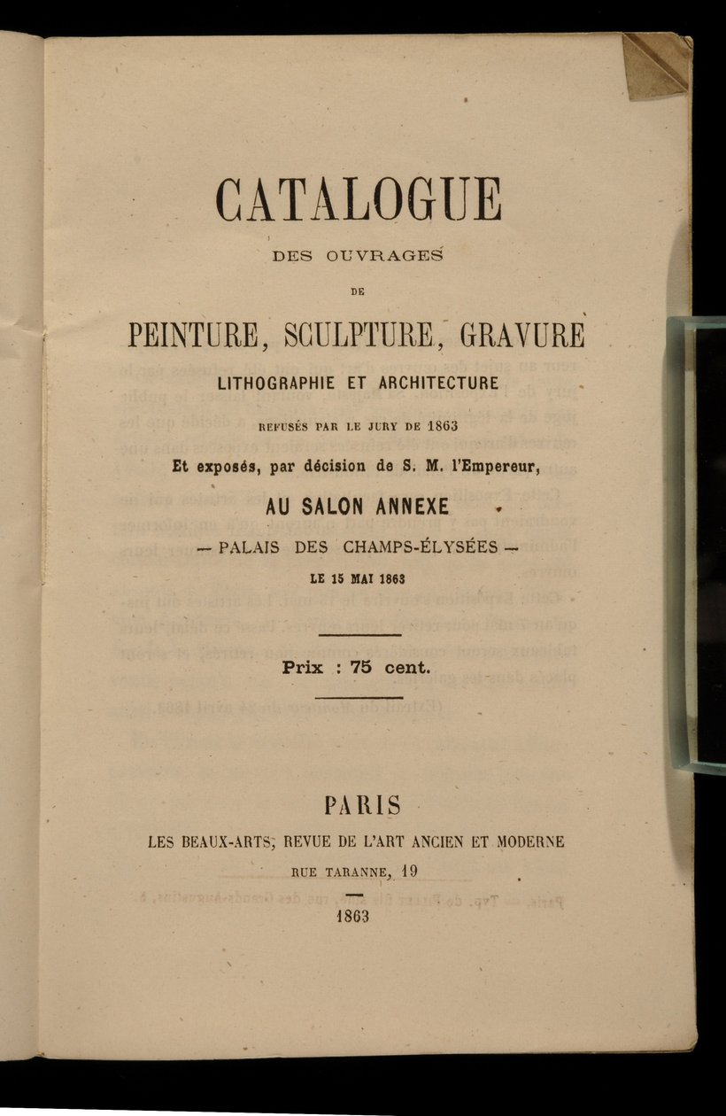 Frontispice til kataloget for Salon des Refuses, 1863 af French School