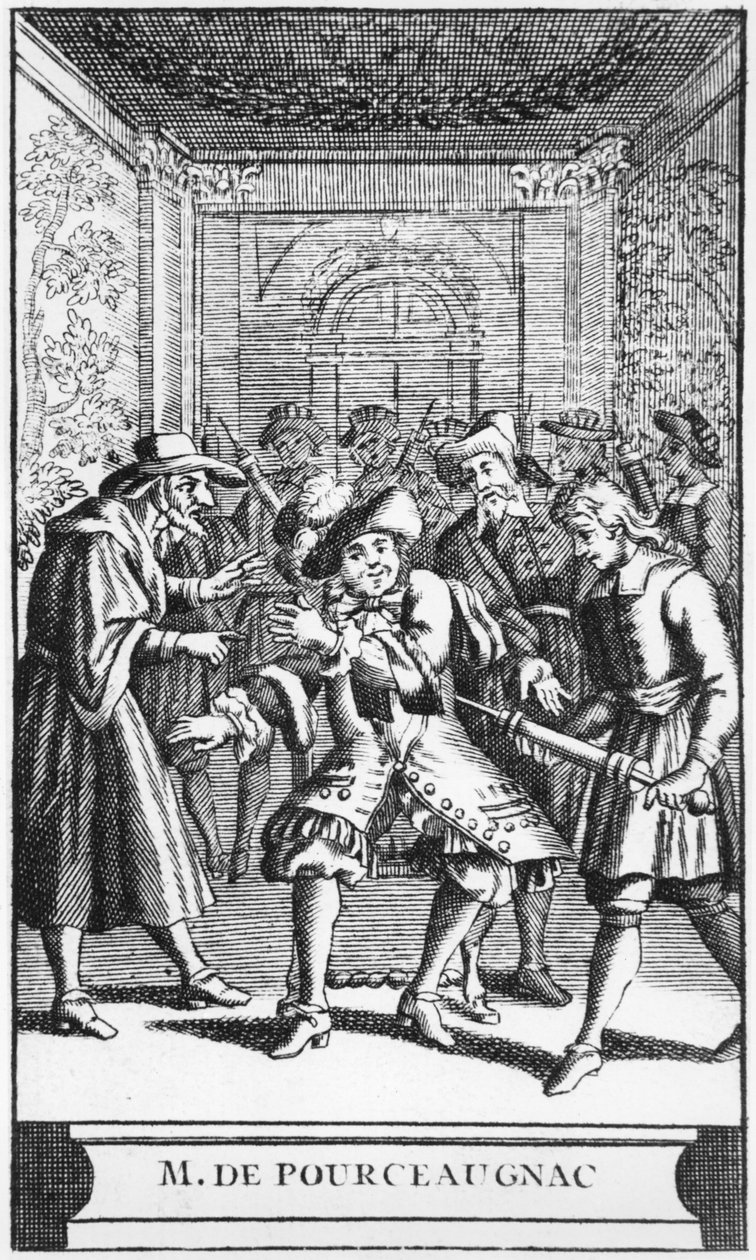 Frontispice-illustration fra Monsieur de Pourceaugnac af Moliere, ca. 1669 af French School