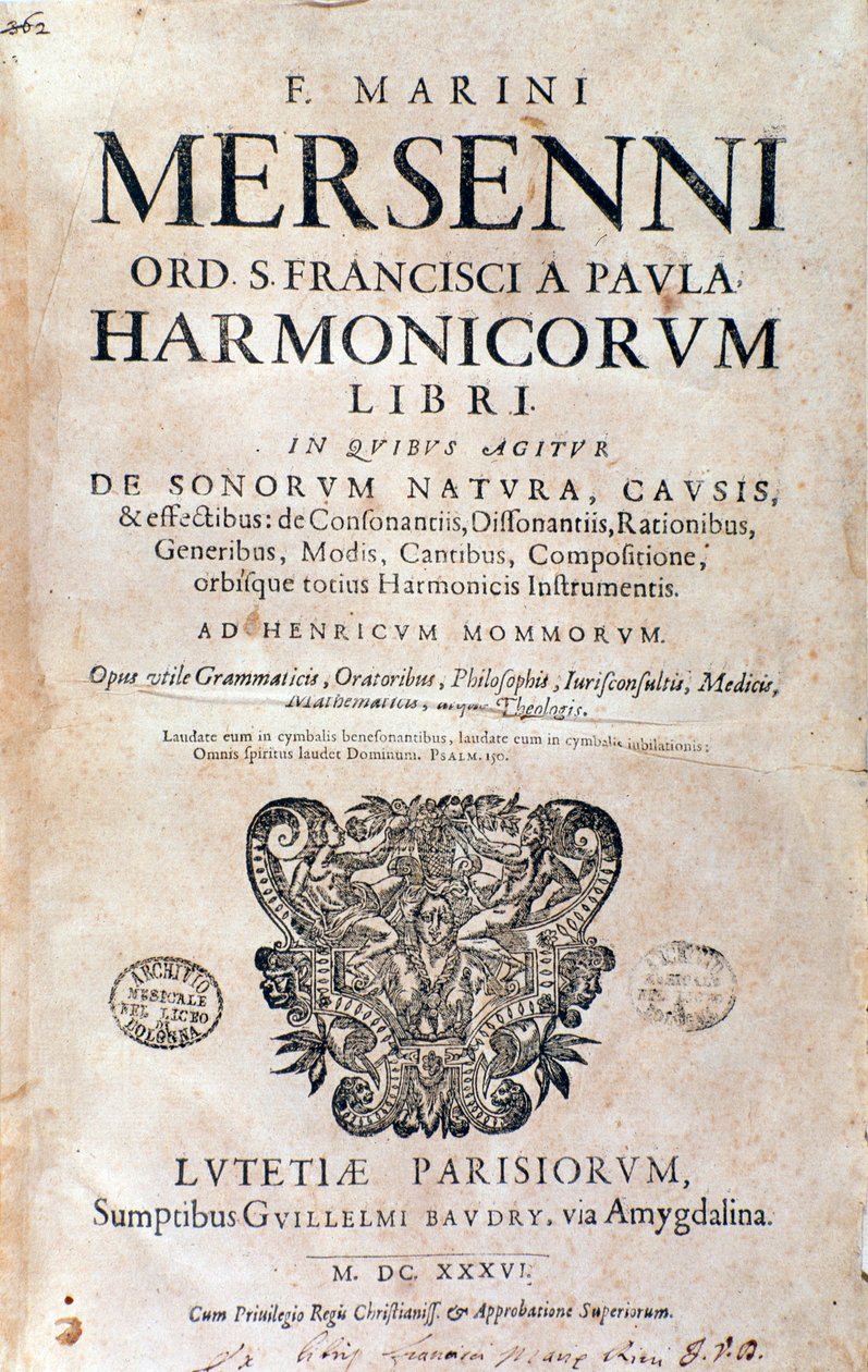 Forsidebillede af Harmonie universelle af Marin Mersenne af French School