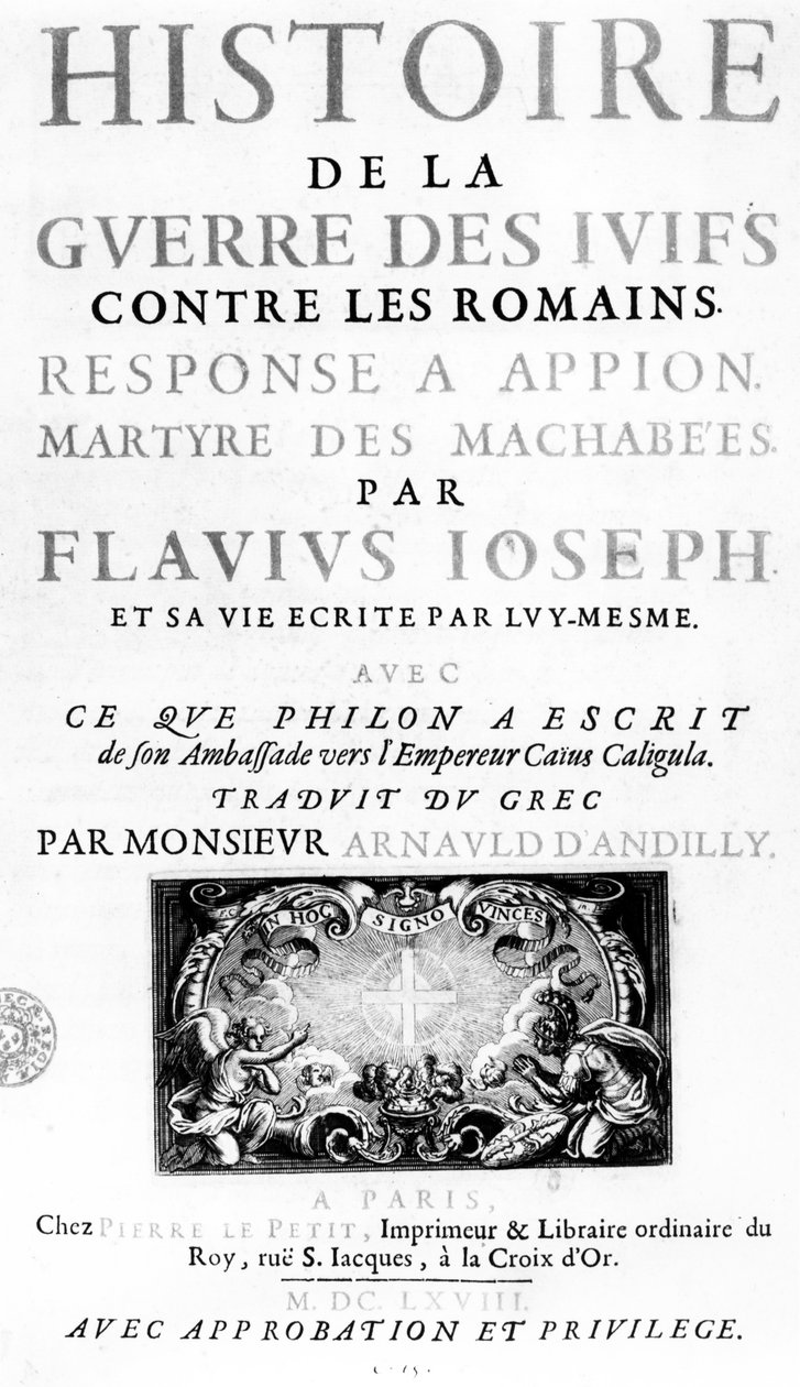 Frontispice af historien om jødernes krig mod romerne, af Flavius ​​​​Josephus, udgivet i Paris, 1688 af French School