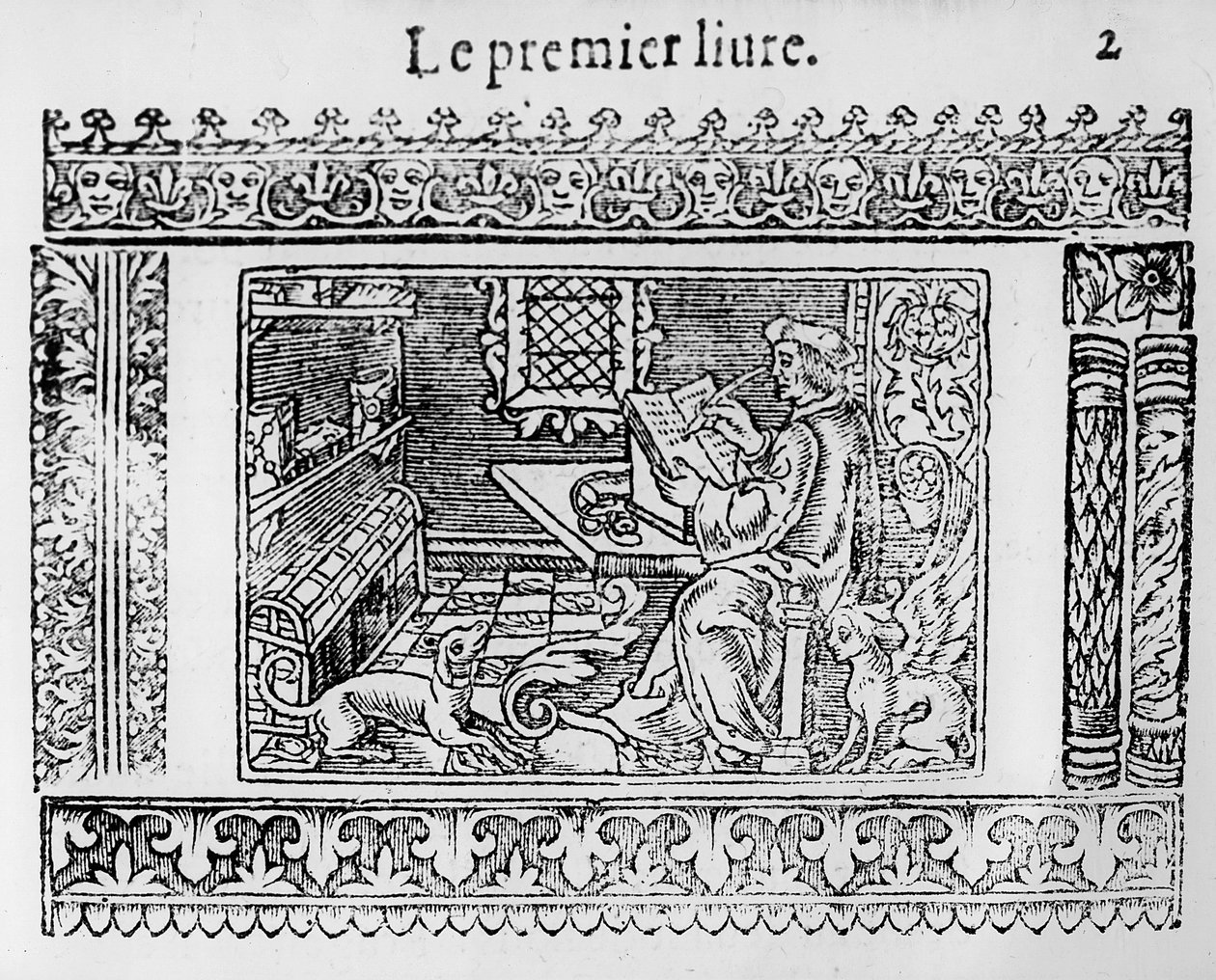 Frontispice til den første bog om Utopia af Thomas More (1478-1535) af French School