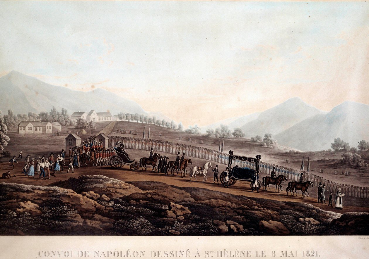 Funebre-konvoj fra Napoleon I (1769-1821) til Sainte Helene den 8/05/1821 Stik omkring 1830 Ile d